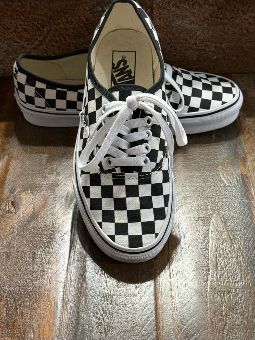 Vans Women’s 8.5 Men’s 7 Black White Checkerboard Classic Skate Shoes NWOT